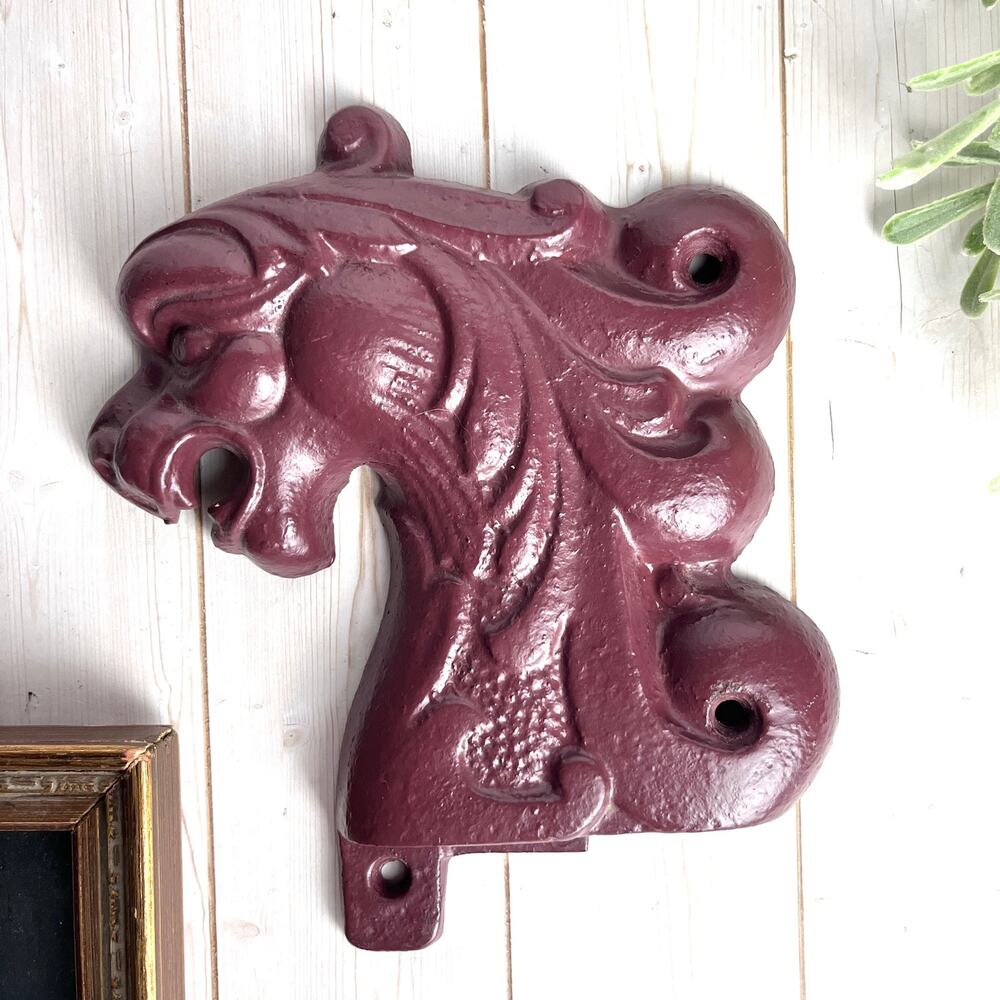 Vintage Painted Cast Iron Architectural Salvage Bracket Dragon Lion Rococo